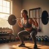Woman lifting a barbell in a gym setting